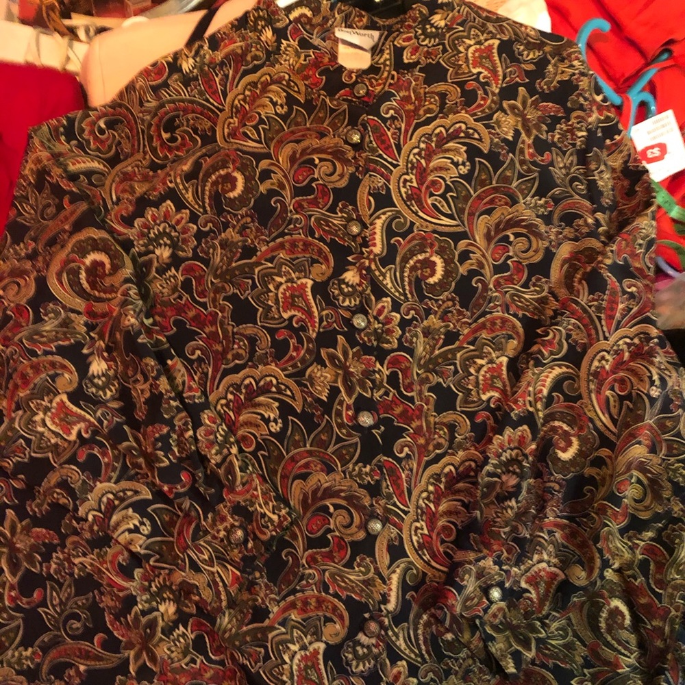 Paisley abstract neutral/autumnal tone blouse